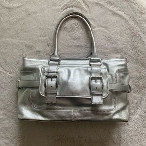 Michael Kors Silver Metallic Handbag Purse